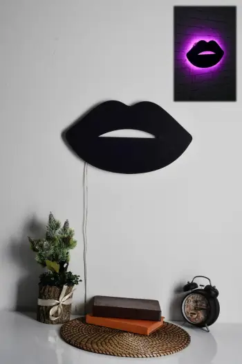 Ndriçim dekorativ LED, formë buzësh, ngjyrë rozë, Wallity, 40x23cm