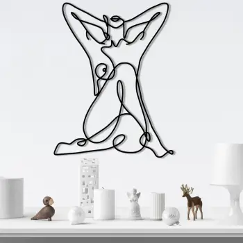 Aksesor dekorativ muri prej metali, figurë gjeometrike grua nudo, Wallity, ngjyrë e zezë, 38x50cm