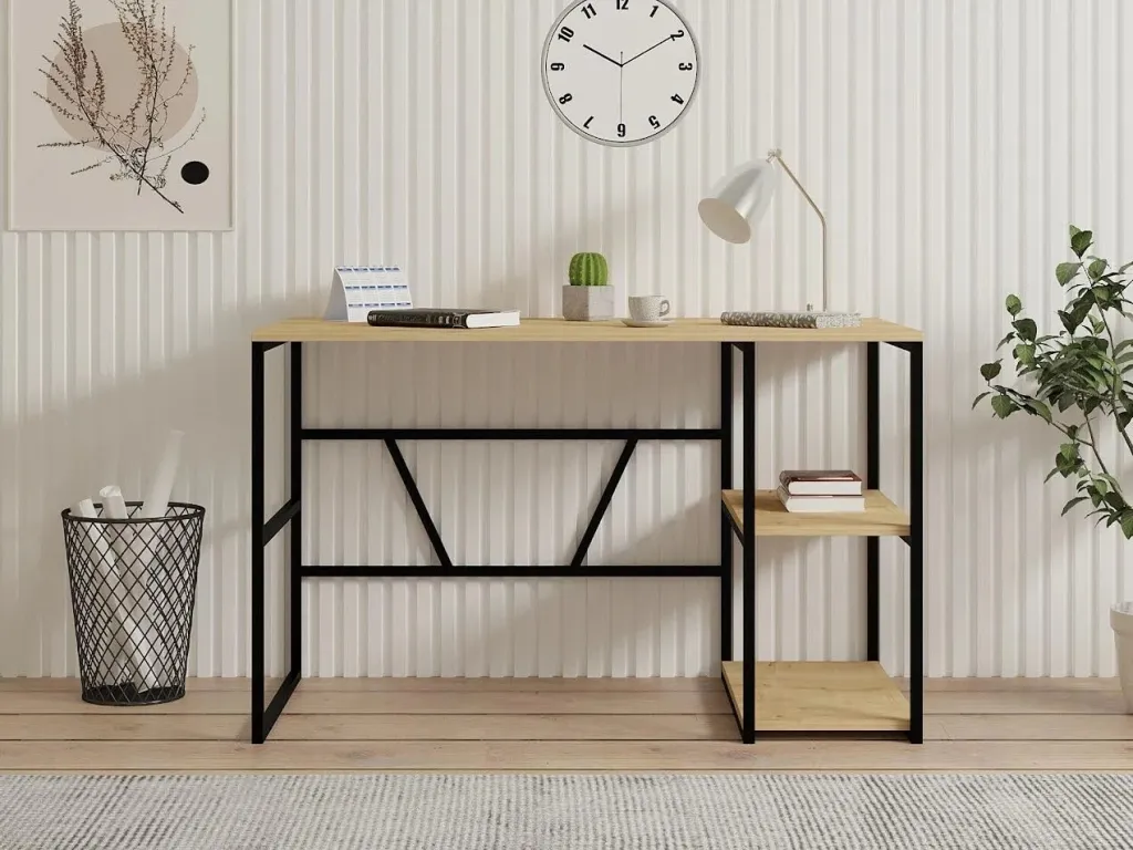 Tavolinë studimi Hanah Home, ngjyrë Sapphire Oak, me rafte - 2