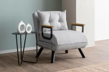 Krevat-karrige një vendës, Atelier del Sofa, Sando Single, material teddy, ngjyrë gri