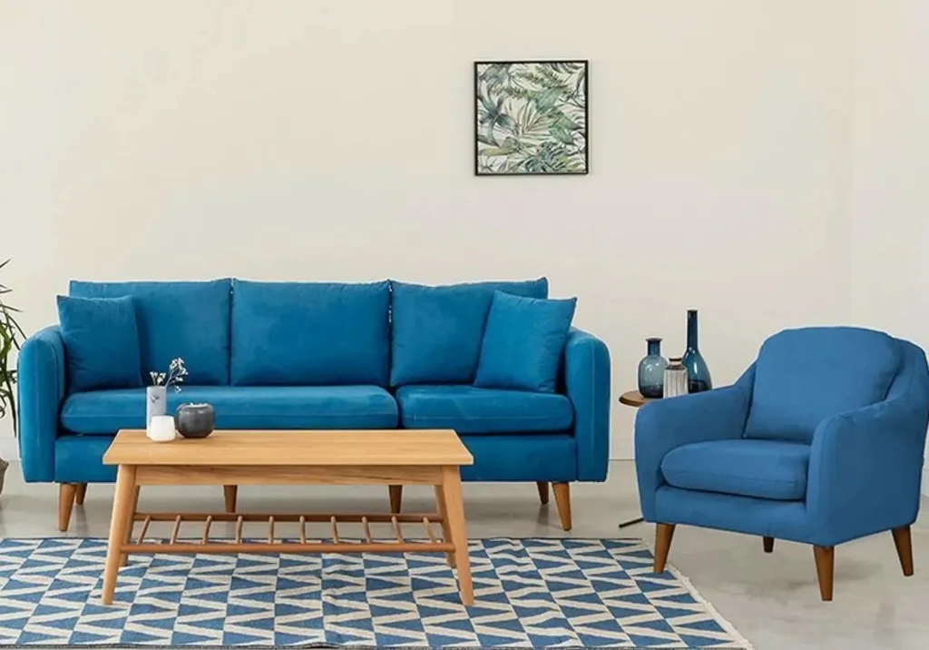 Set divani Atelier del Sofa, Sofia-TKM05-0201, ngjyrë kaltër e errët - 1