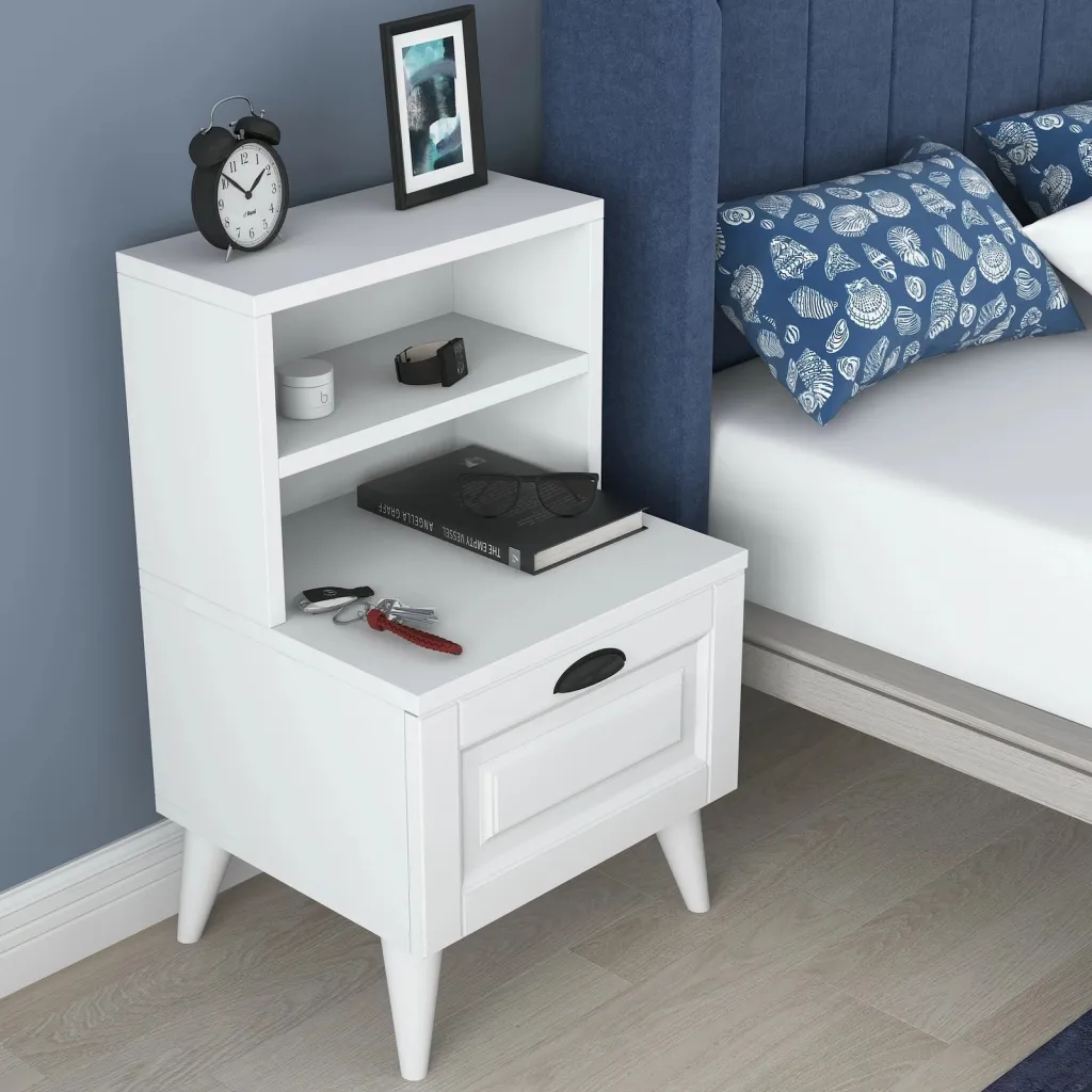 Komodinë natës Hanah Home, BD105 - 2785, e bardhë - 4