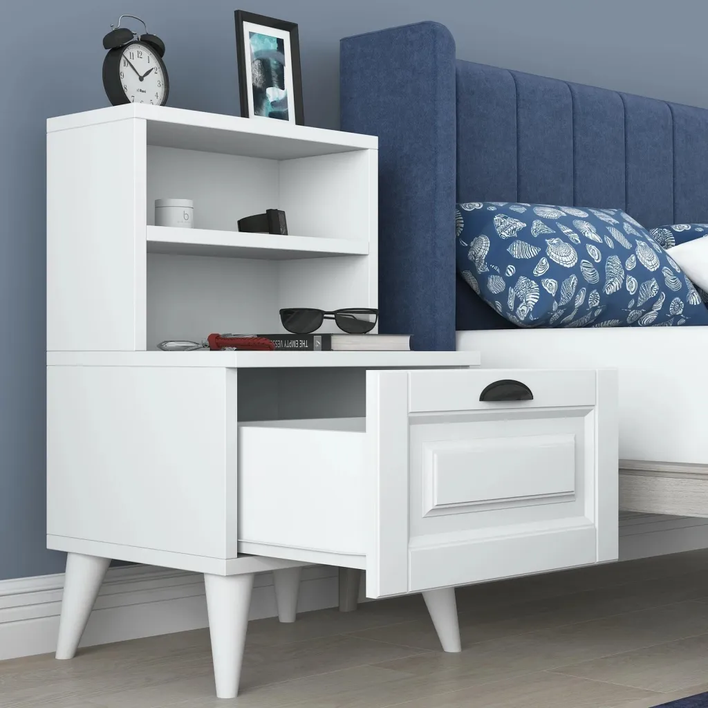 Komodinë natës Hanah Home, BD105 - 2785, e bardhë - 5