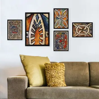 Set pikturash dekorative me kornizë, MDF, shumëngjyrëshe, 5 copë, Wallity, SET_057