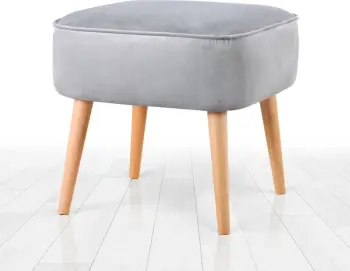 Puf Atelier del Sofa, Moouv 7080, kadife, këmbë druri, ngjyrë gri e çelët