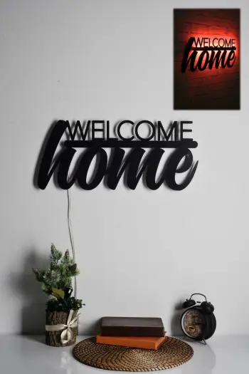 Dritë dekorative LED për mur, Welcome Home, e kuqe