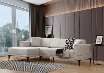 Kënd divan-krevat Atelier del Sofa, Horizon majtas, ngjyrë ecru