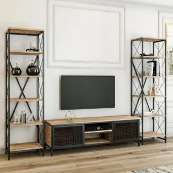 Komodë TV Hanah Home Maxim, ngjyrë pishë dhe e zezë