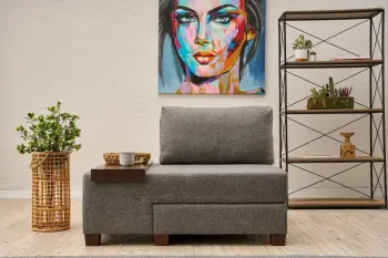 Sofë-krevat një vendësh Atelier del Sofa, liri Perenna, anë e majtë, ngjyrë gri