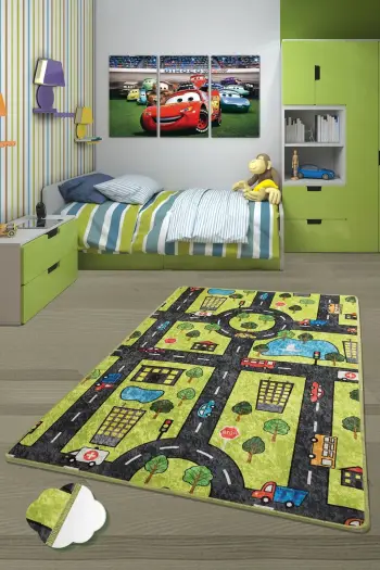 Qilim për fëmijë, dizajn qyteti, 100x160cm, Conceptum Hypnose, Green City