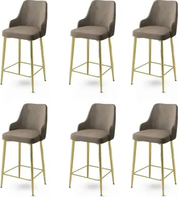 Set karrigesh për bar (6 copë), Hanah Home, Enox, kapuçino, ari