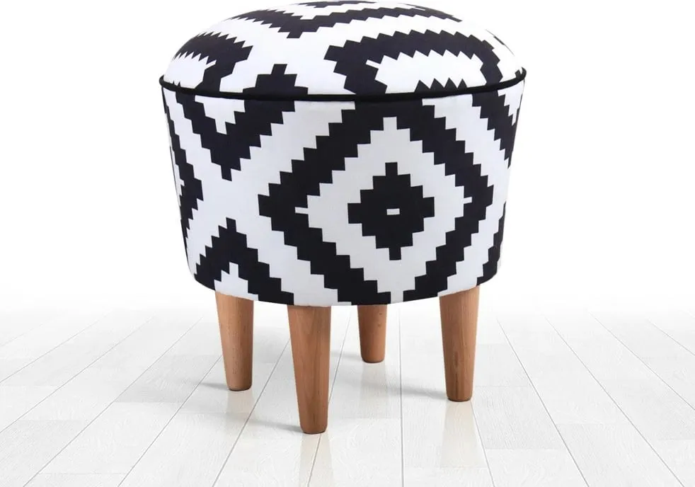 Puf Atelier del Sofa, Luiz, ngjyrë e zezë dhe e bardhë - 2