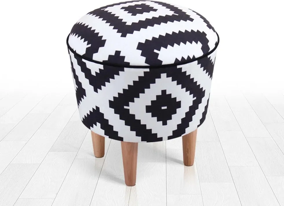 Puf Atelier del Sofa, Luiz, ngjyrë e zezë dhe e bardhë - 3