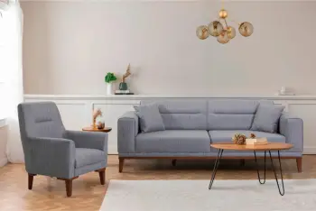 Set divan-krevat me karrige, ngjyrë gri, LİONES-TKM1-1008