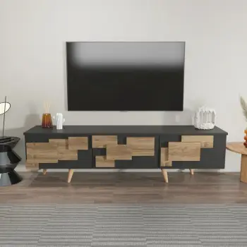 Komodinë për TV 3 D, antracit, arrë