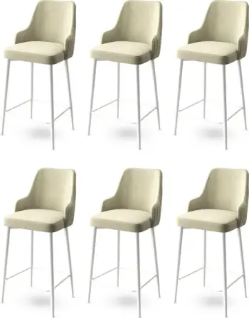 Set karrigesh për bar (6 copë), Hanah Home, Enox, krem dhe e bardhë
