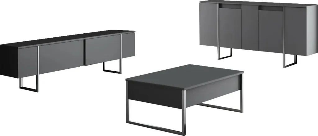 Set mobiljesh për dhomë dite, Hanah Home Luxe, antracit, argjend - 10
