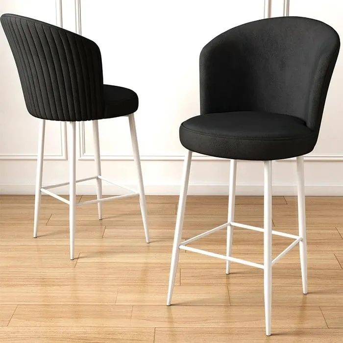 Set karrigesh për bar (4 copë), Hanah Home, Fora - e zezë, e bardhë - 2