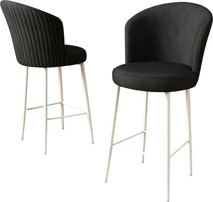 Set karrigesh për bar (4 copë), Hanah Home, Fora - e zezë, e bardhë - 3