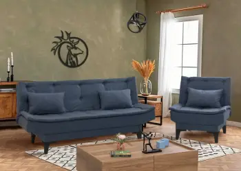 Set divan-krevat Atelier del Sofa, Santo-S-1048, ngjyrë blu e errët