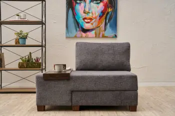 Krevat-kolltuk një vendësh, Atelier del Sofa, Perenna Chenille, kënd majtas, ngjyrë gri