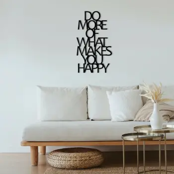 Aksesor dekorativ metalik për mur, Wallity, Do More Of What Makes You Happy, ngjyrë e zezë, 40x70cm