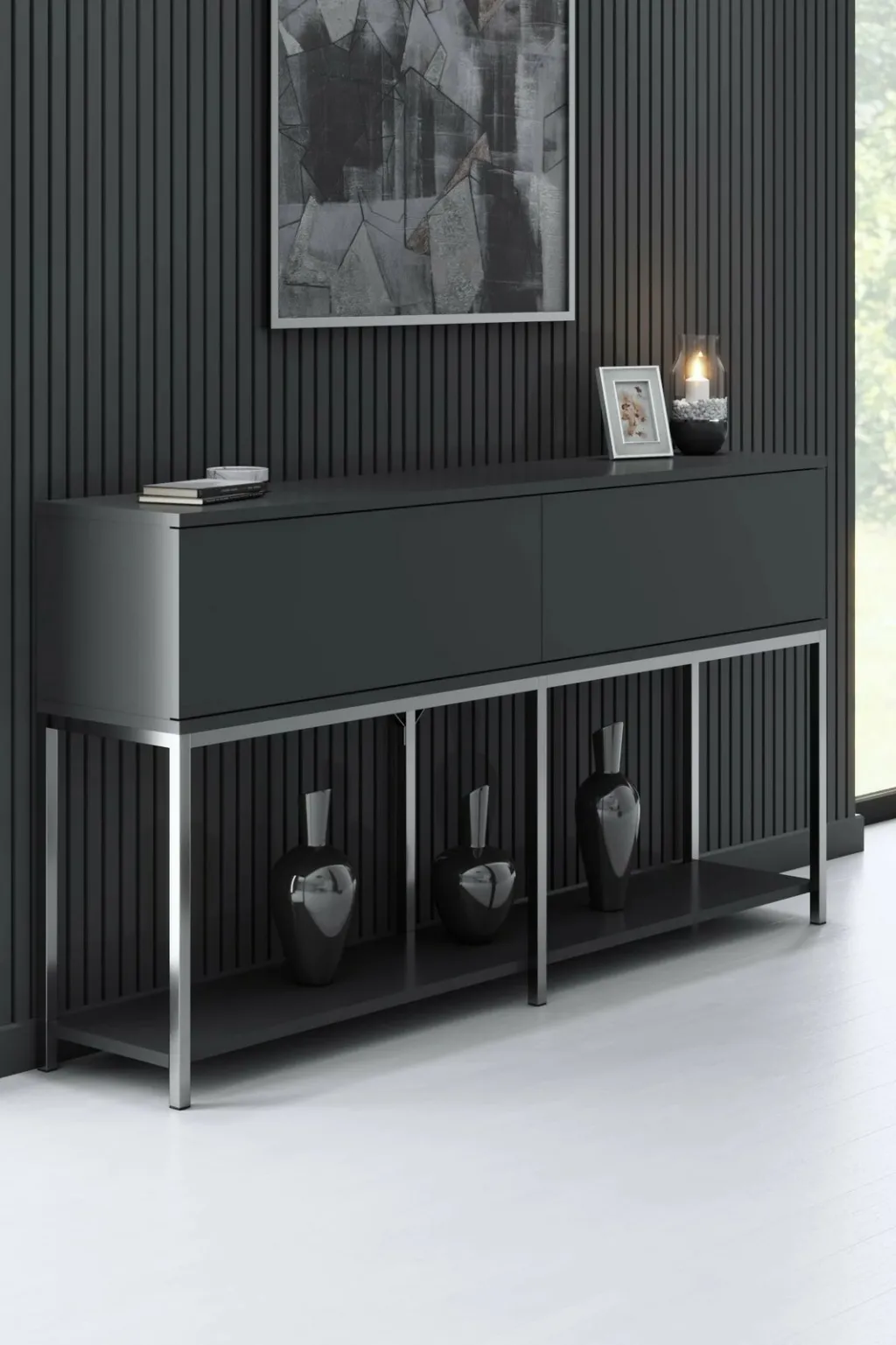 Konsol Hanah Home, Lord, antracit, argjend - 1