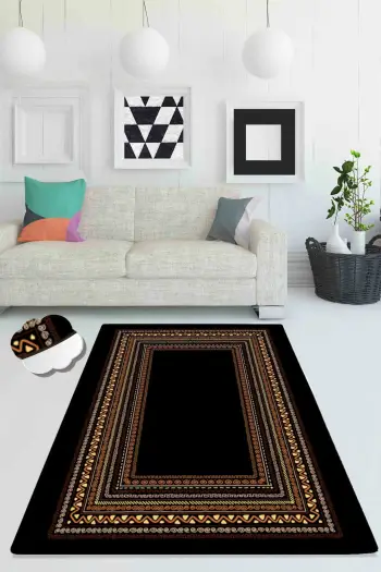 Qilim për korridor, Conceptum Hypnose, ngjyrë e çelët - e zezë, 80x100cm