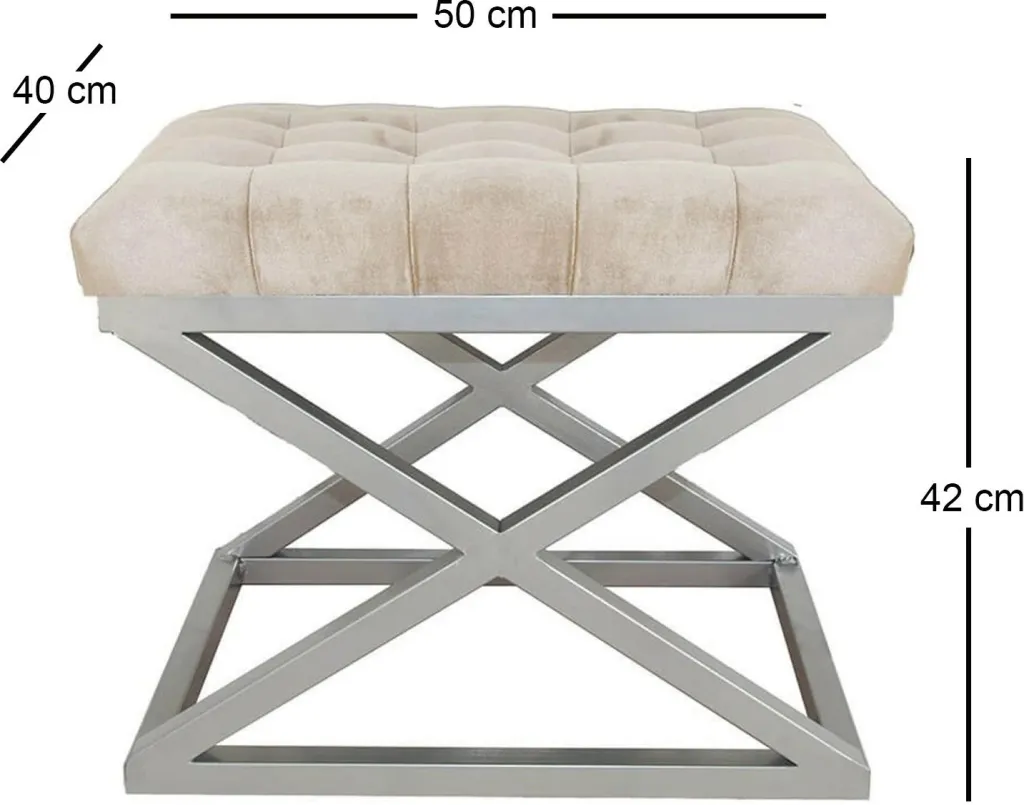Puf Atelier del Sofa, ngjyrë argjendi dhe krem - 2