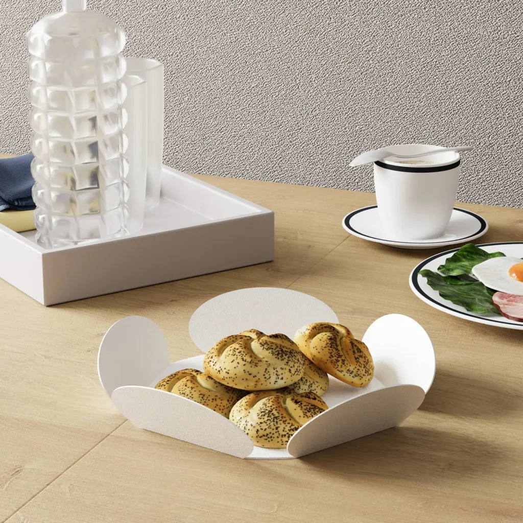Set dekorativ prej metali, 3 copë, dizajn Aberto, Rodos-D, e bardhë - 3