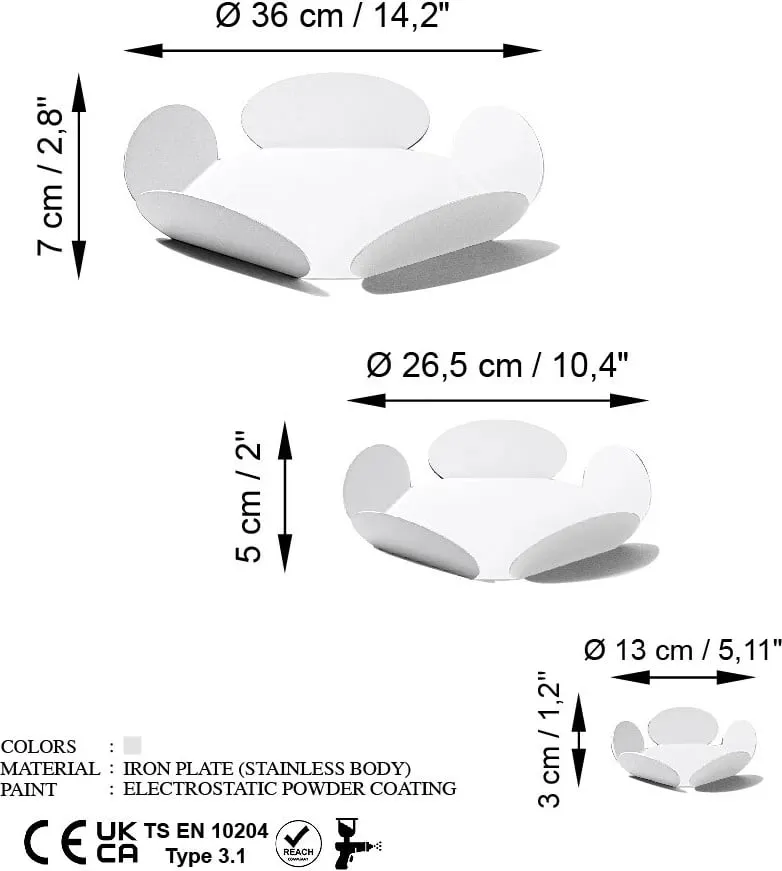 Set dekorativ prej metali, 3 copë, dizajn Aberto, Rodos-D, e bardhë - 8