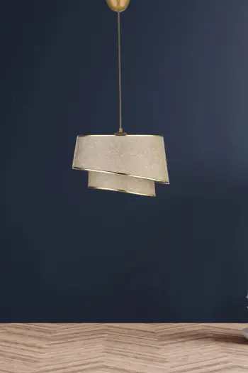 Llambë tavani Opviq, KS-2002, kapak tekstili, bezhë dhe ari
