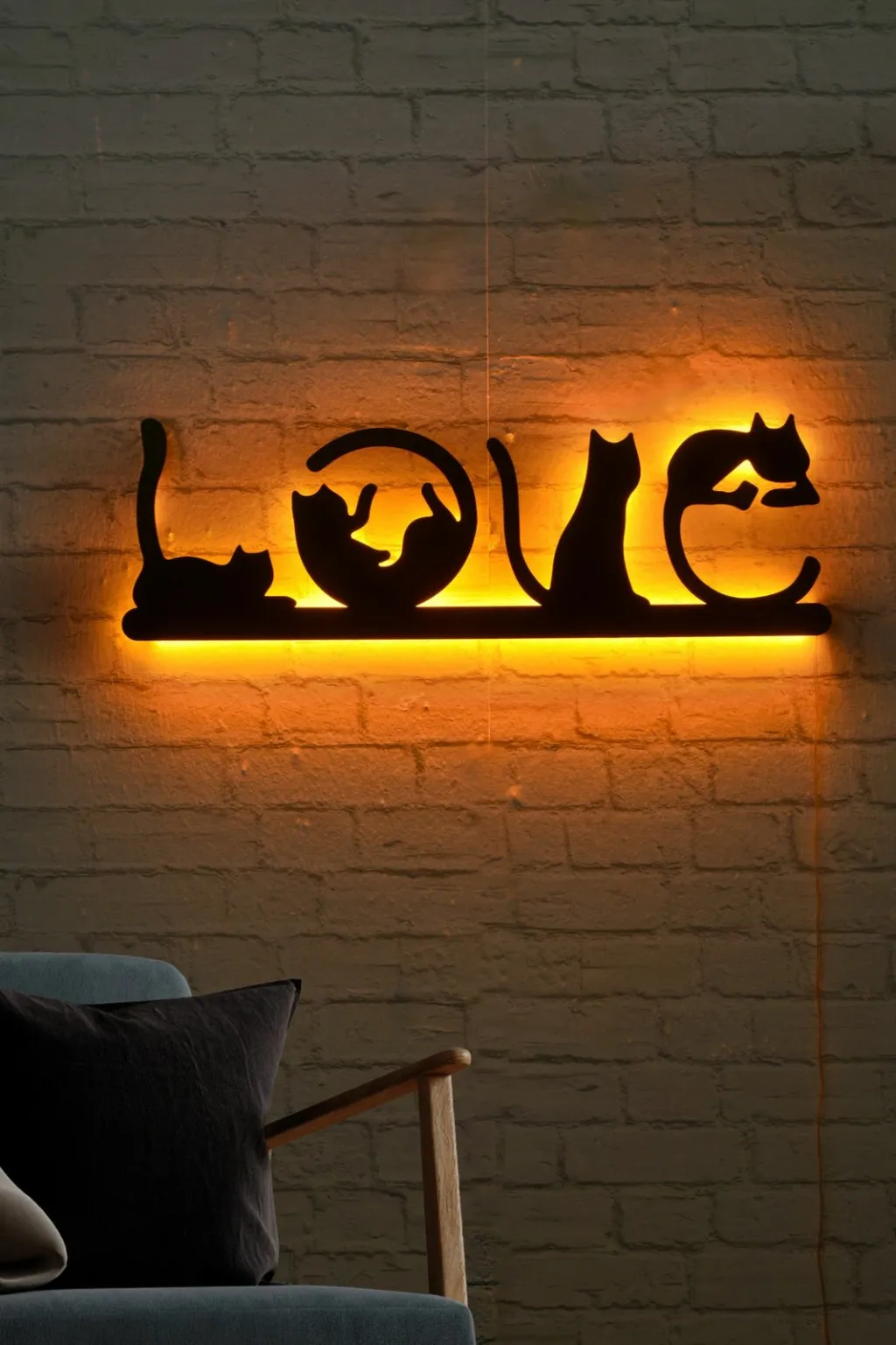 Dritë dekorative LED, Wallity, Cat Love, e verdhë - 3