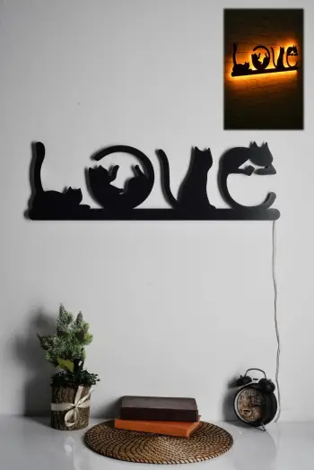 Dritë dekorative LED, Wallity, Cat Love, e verdhë
