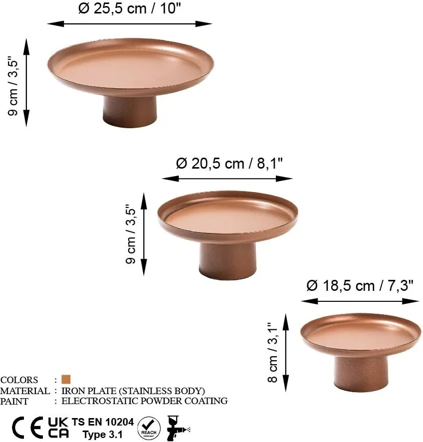 Set aksesorë dekorativ metalik Nısıros-A, 3 copë, bakër - 7
