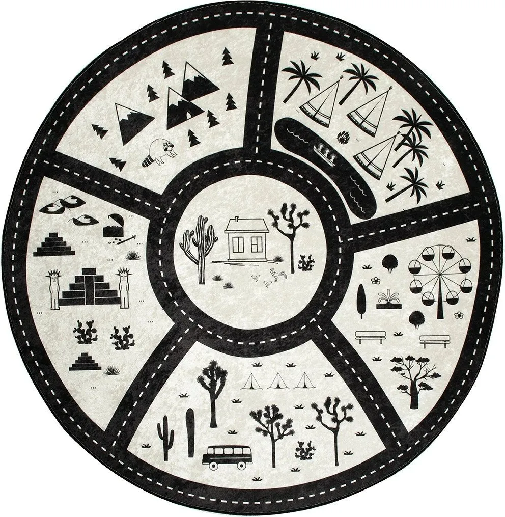 Qilim rrumbullak, dizajn Black City, 140 cm - 2