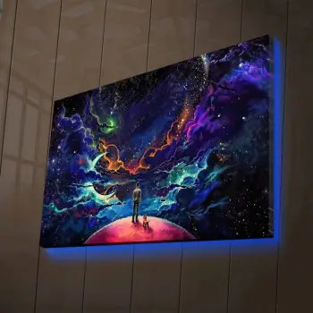 Pikturë dekorative me drita LED, Wallity NASA-011, shumëngjyrëshe, 45x70cm