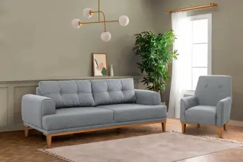 Set divani Atelier del Sofa, Vina, gri, këmbë dru Atlantic Pine