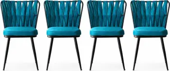 Set karrigesh (4 copë) Hanah Home, Kuşaklı - 228 V4, ngjyrë e zezë dhe blu
