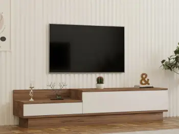 Komodë TV Hanah Home, Barko, ngjyrë pishë Atlantike dhe e bardhë