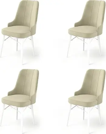 Set karrigesh (4 copë) Hanah Home, Pare, krem dhe e bardhë