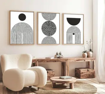 Pikturë dekorative me kornizë, set prej 3 copash, MDF, Wallity Huhu163, 30x40cm