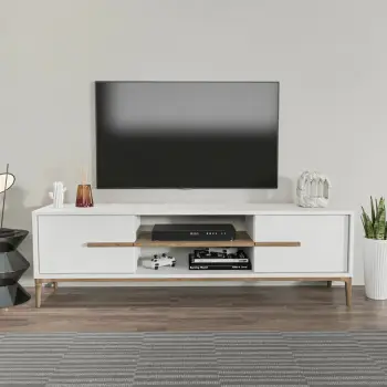 Komodë TV Hanah Home, Eslem, e bardhë dhe arre