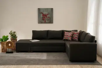 Kënd divan-krevat Atelier del Sofa, antracit, pjesa e majtë