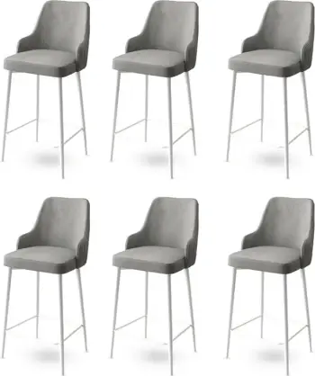 Set karrigesh për bar (6 copë), Hanah Home, Alte, gri dhe e bardhë