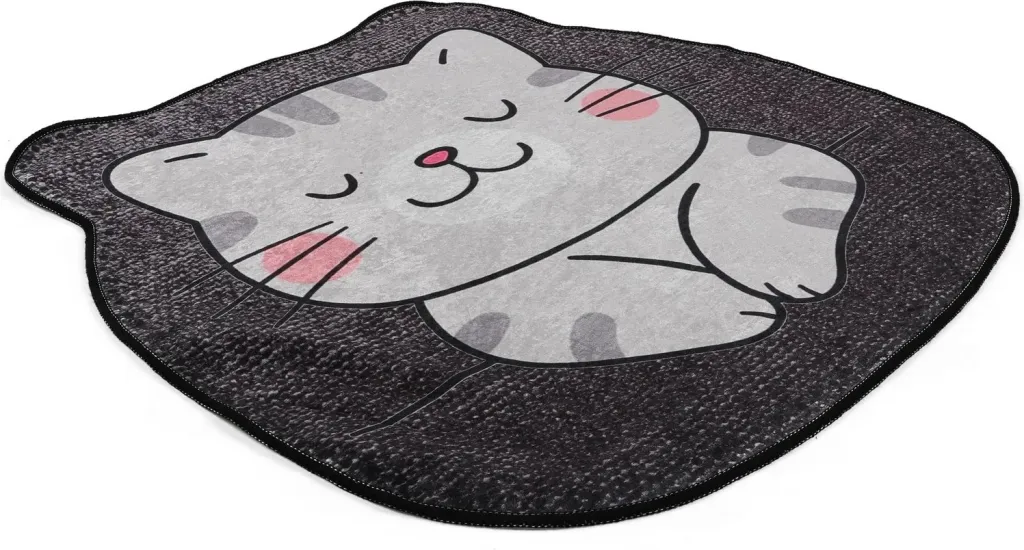 Tapet për banjo, model mace Neko, ngjyrë gri, 100x100cm - 2