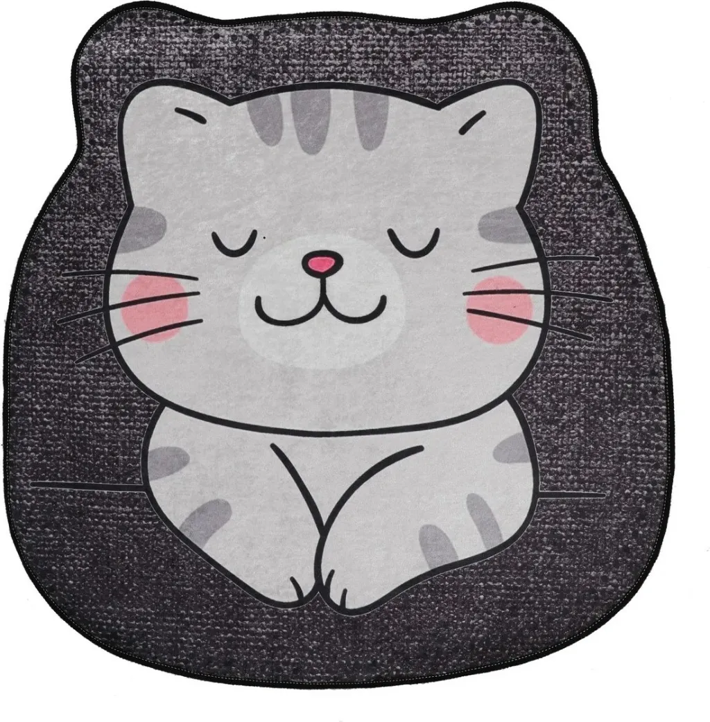 Tapet për banjo, model mace Neko, ngjyrë gri, 100x100cm - 3