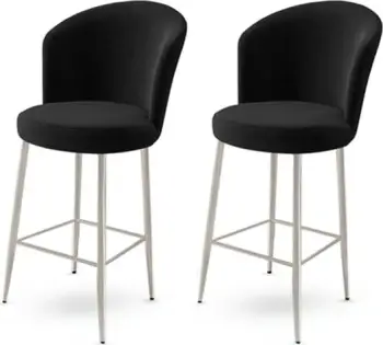 Set karrigesh për bar (2 copë), Hanah Home, Fora, e zezë, krom