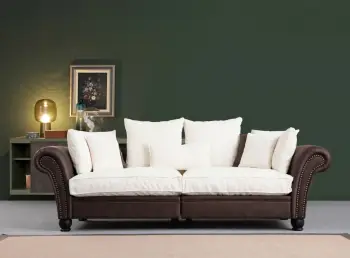 Divan treshe Atelier del Sofa, Lawrence Lounge, kafe dhe bardhë