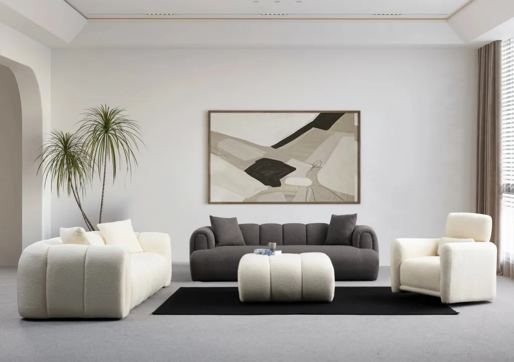 Divan treshe Atelier del Sofa, Puffy 3 Plain, ngjyrë antracit - 2
